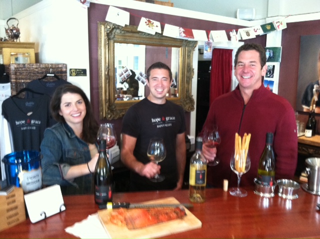 Marissa, Matt and Charles Hendricks "the winemaker" aka Magic, enjoying the gravlax