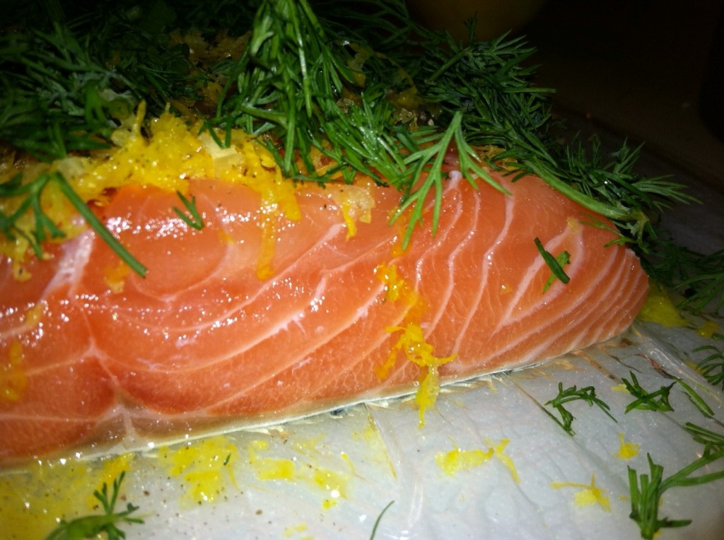 Loch Duart Salmon from the Scottish Highlands pre-sugar/salt bath...